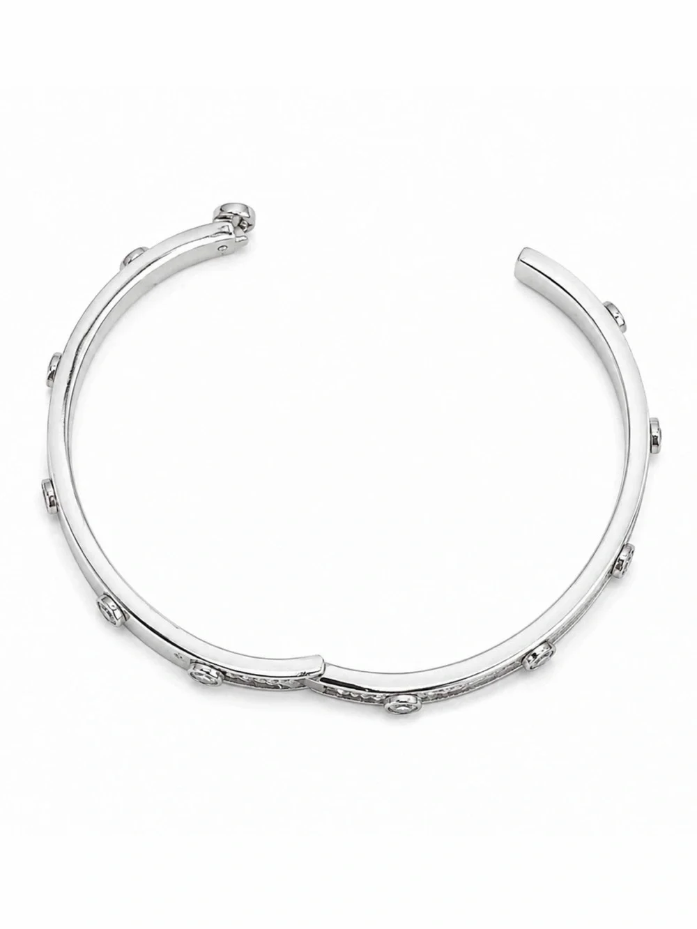 TORY BURCH • Silver Thin Icon Pave Crystal Hinge Bracelet
